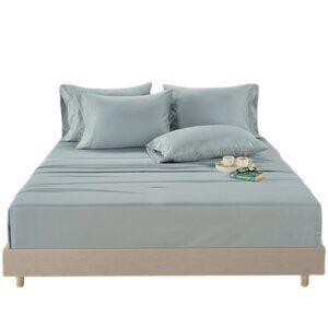 NEW! Hotel Signature Sateen 800 Thread Count TC Blue Cotton 6pc Sheet Set Full